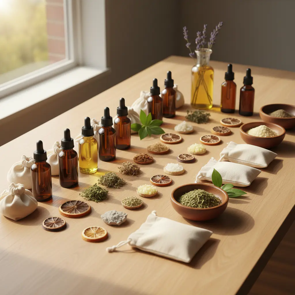 Natural ingredients arranged neatly