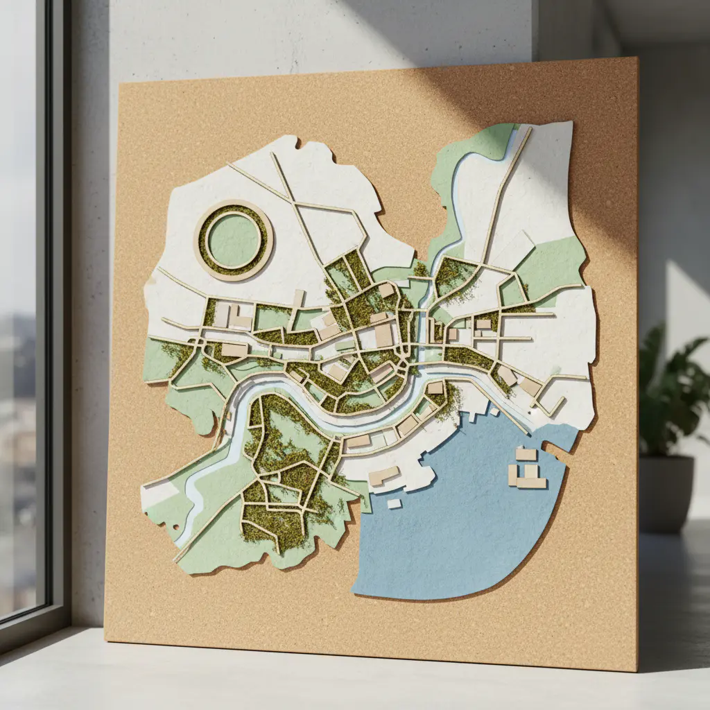 Minimalist abstract map of Dublin